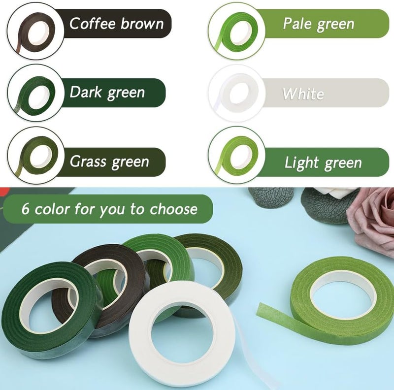 SOCNITC 6 Rolls Floral Tape, 1/2" by 180 Yard Green Flower Tape, Flower Tape for Bouquet Stem Wrap Floral Arranging Craft Projects Corsages, Wedding Bouquet - Image 3